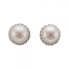 9ct White Gold Pearl & Rope Surround Stud Earrings Thumbnail