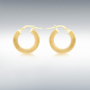 9ct Yellow Gold Diamond Cut Textured Hoop Earrings Thumbnail