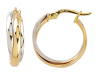 9ct Yellow & White Gold Crossover 15mm Hoop Earrings Thumbnail