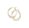 9ct Yellow & White Gold Crossover 15mm Hoop Earrings Thumbnail