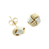 9ct Yellow & White Gold Ribbed Knot Stud Earrings Thumbnail