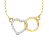 9ct Gold Diamond Set Openwork Heart & Circle Pendant Necklace Thumbnail