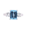 Platinum Emerald Cut Aquamarine & Diamond Set Three Stone Trilogy Ring Thumbnail