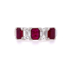 Platinum Emerald Cut Ruby & Diamond Set Five Stone Half-Eternity Dress Ring Thumbnail