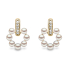YOKO London Eclipse 18ct Gold, Pearl & Diamond Set Circle Stud Earrings Thumbnail