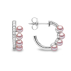 YOKO London Eclipse Blush 18ct White Gold, Pink Pearl & Diamond Set Hoop Earrings Thumbnail