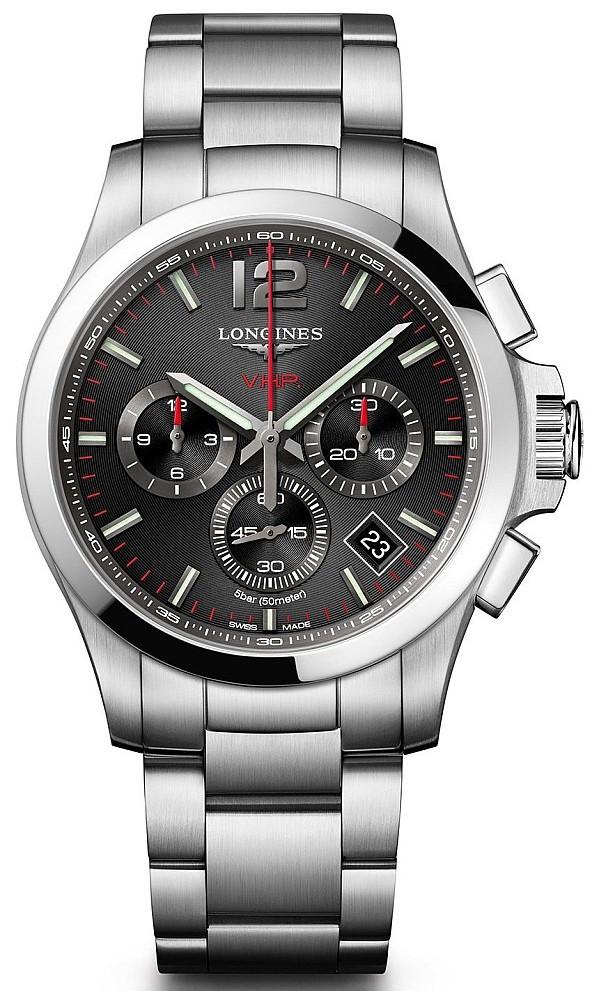 Longines Conquest V.H.P. Black Dial Stainless Steel Mens Quartz Chronograph Watch L37274566 Longines Gents Watches TB Mitchell